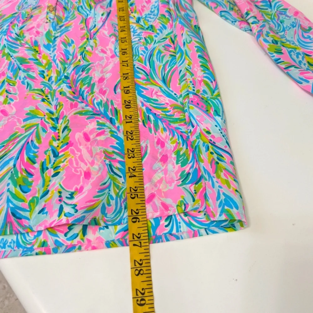 Lilly Pulitzer Elsa Silk Blouse Unicorn Of The Seas Medium - Picture 6 of 9